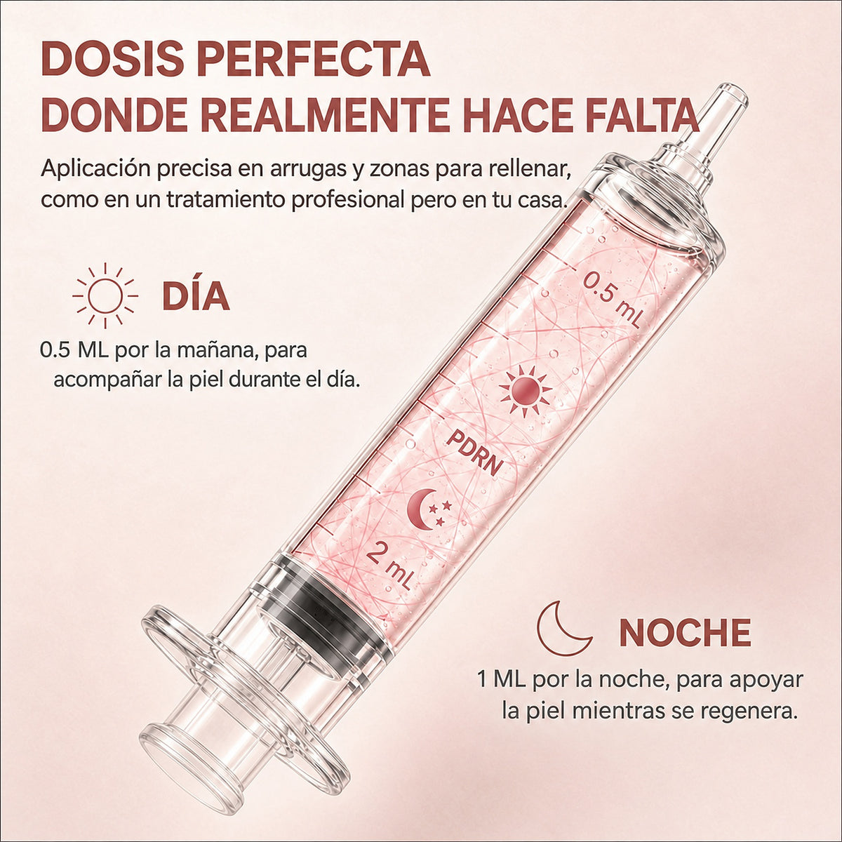 Dosis perfecta: 0.5 ML de dia, 1 ML de noche